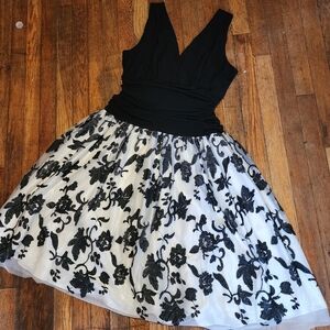 Elegant Black and White Floral Dress
